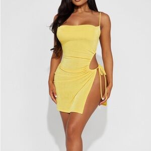 Yellow Cut-Out Swim Dress